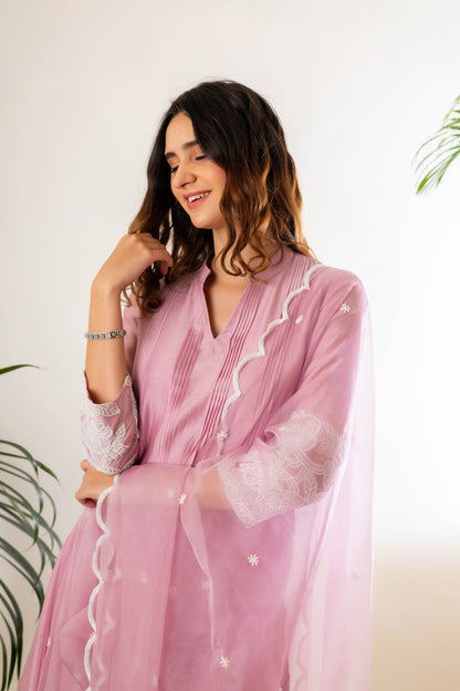 Blush Pink Applique Suit Set