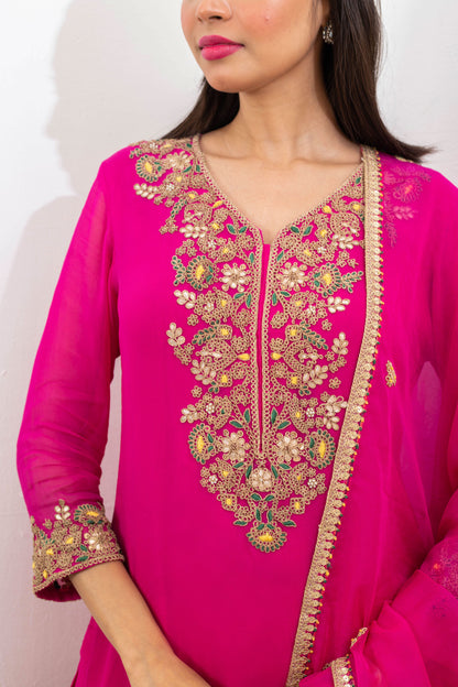 Ruby Pink Sharara Set