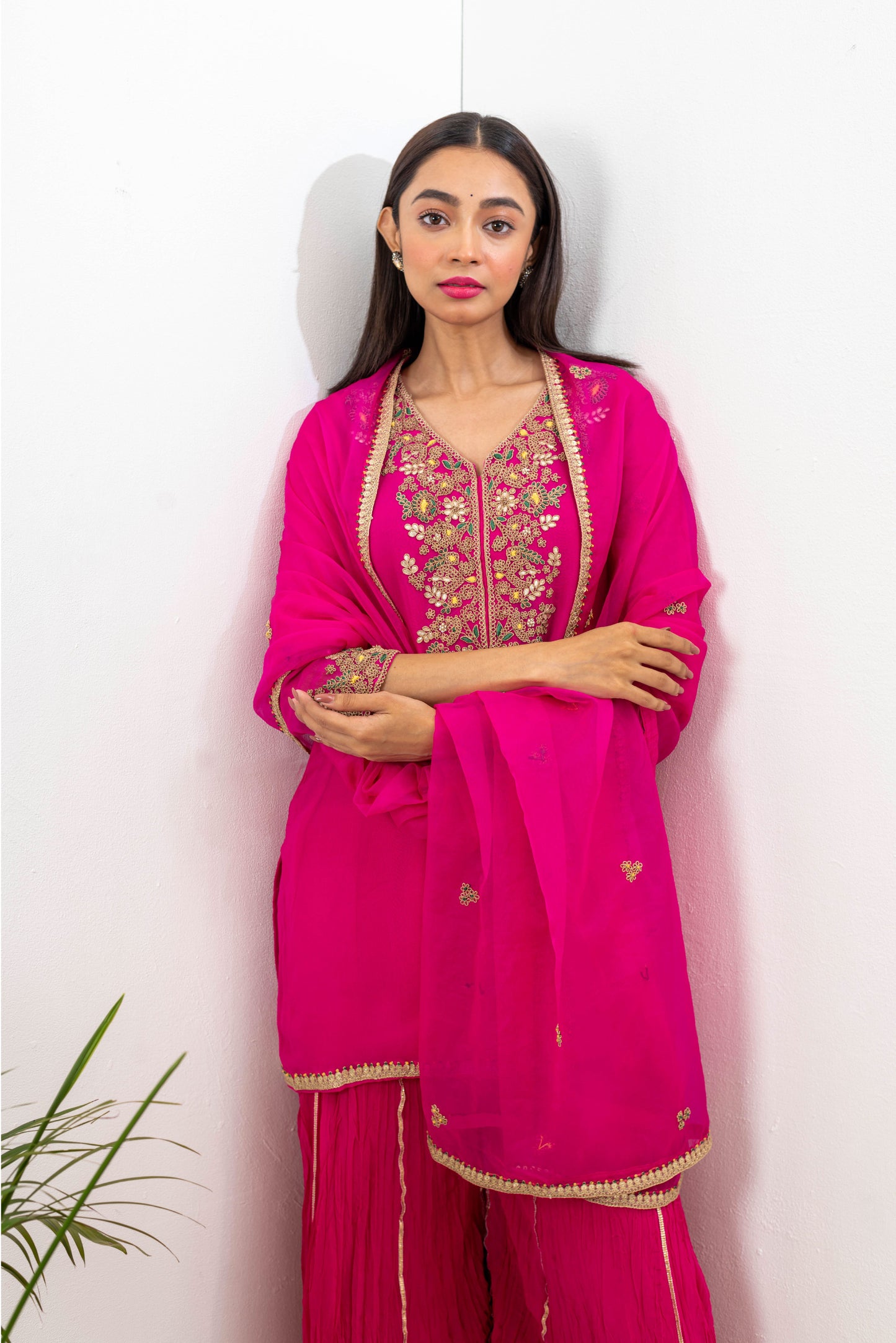 Ruby Pink Sharara Set