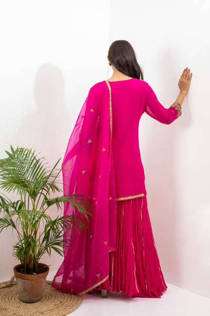 Ruby Pink Sharara Set